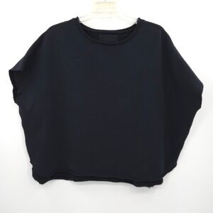 Frank & Eileen Tee Lab Top Womens OS Black Raw Hem Boxy Sweatshirt LAB216TF